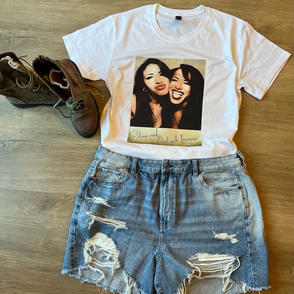 Selena & Aaliyah Together Forever, XL, White, 100% Ring Spun Cotton. Unisex - Picture 4 of 6